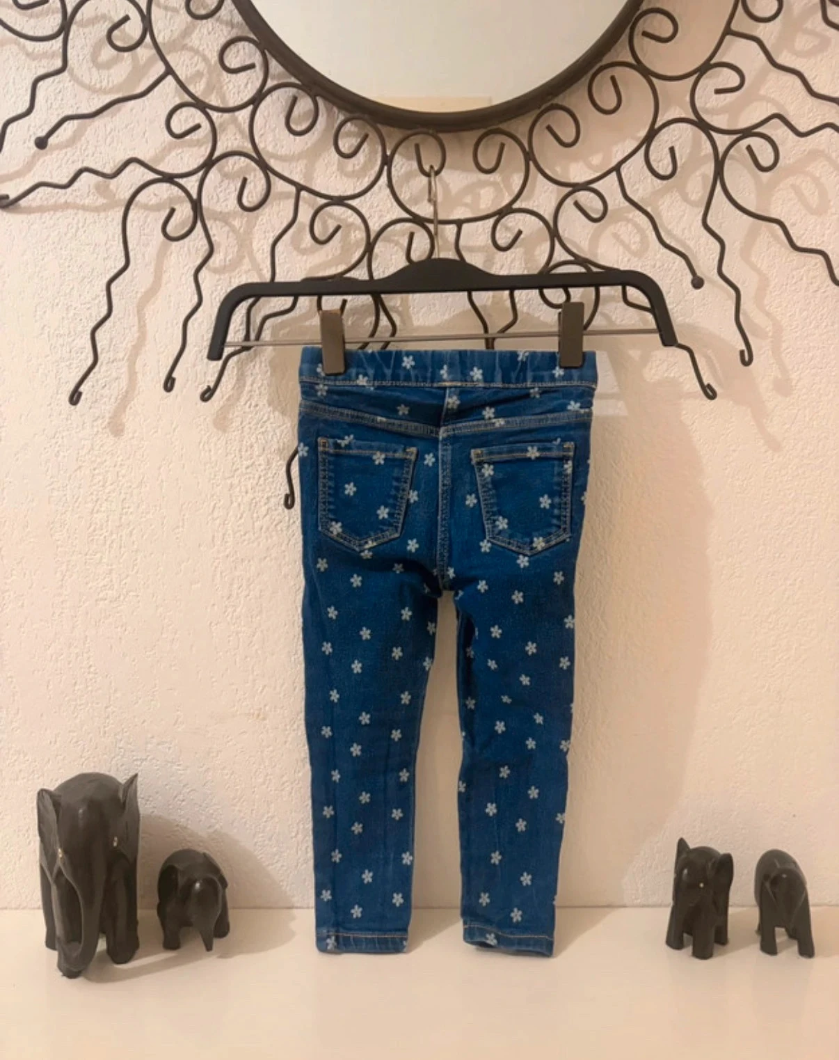 🔵 Jegging Stretch Azul Marino con Motivos de Flores Blancas - Talla 2-3 Años (92-98 cm) – photo 3